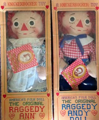 Raggedy Ann and Andy dolls.  Knickerbockers Dolls. 3