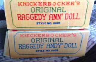 Raggedy Ann and Andy dolls.  Knickerbockers Dolls. 8