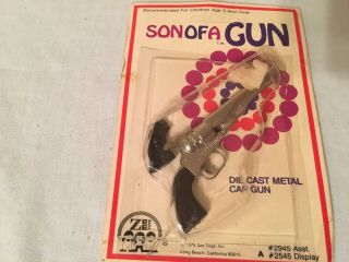 Vintage Son Of A Gun Toy Miniature Metal Cap Pistol Old Timer 1978