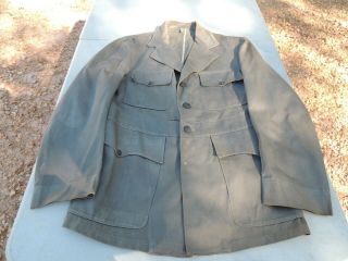 Ww2 Us Navy Grey Officers Tropical Tunic /jacket Shirt