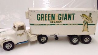 Vintage 1954 Tonka Green Giant Co Transport Semi Truck & Refrigerated Trailer -
