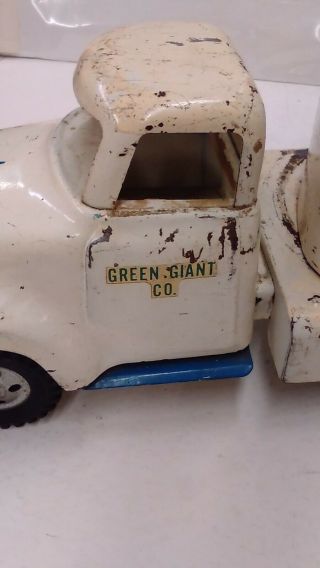 Vintage 1954 Tonka Green Giant Co Transport Semi truck & refrigerated trailer - 3