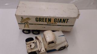 Vintage 1954 Tonka Green Giant Co Transport Semi truck & refrigerated trailer - 7