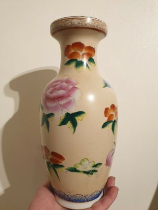Rare Chinese Flower Vase Cloisonne Antique Pot Hand Painted 19th Century