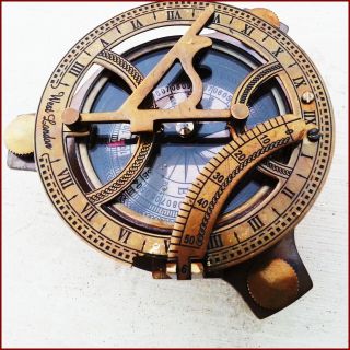 Antique Nautical Brass Sundial Compass,  Maritime Vintage Style 4 " Nautical Decor