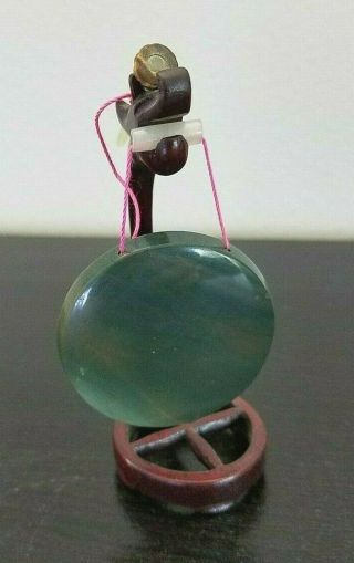Miniature Chinese Gong Hand Carved Semi Precious Stone With Stand