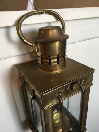 Antique Nautical Maritime Brass Kerosene Oil Wedge Lantern 11” 3