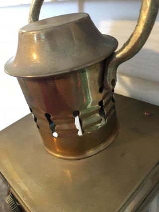Antique Nautical Maritime Brass Kerosene Oil Wedge Lantern 11” 4