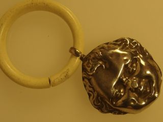 3430 SILVER STERLING BABY RATTLE,  ADORABLE BIG BOY TWO SIDES CIRCA 1920 - 30 4