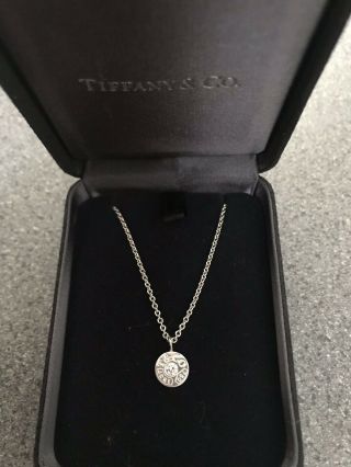 Tiffany & Co 1837 18ct White Gold Diamond Inscribed Necklace Immaculate Rare