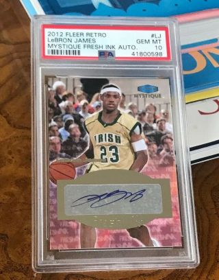 LEBRON JAMES 2012 FLEER AUTOGRAPH MYSTIQUE PSA 10 LAKERS RETRO RARE GEM 7