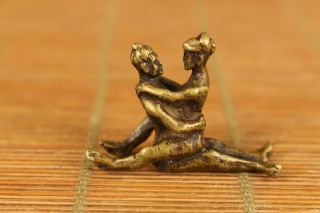 Copper Old Handmade Carved Sexual Culture Art Statue Figure Netsuke Gift
