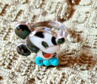Rare Veronica Poblano Sterling Silver Disney Mickey Mouse Ring 6 1/2 - Zuni