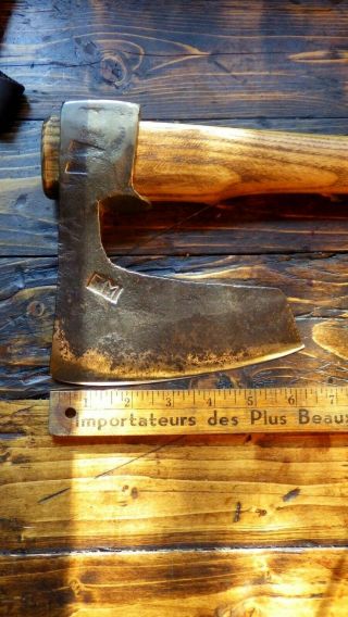 RAZOR SHARP vintage Slavic house axe hatchet w.  sheath Bulgaria Finnish Swedish 3