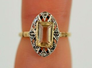 Antique Art Deco 18k Gold Diamond And Stone Filigree Oval Ring 2.  4 Gr