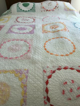 Lovely Vintage Hand Pieced/hand Quilted Quilt - 63 X 80