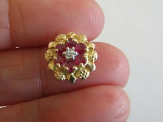 VINTAGE 14K YELLOW GOLD DIAMOND & RUBY SLIDE BRACELET SLIDE 12 MM ROUND 4