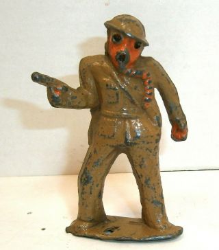 Vintage Barclay Dimestore Figure 778 Officer With Gas Mask (cast Helmet) - Exc