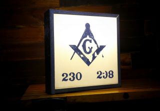Vintage Masonic Lodge Freemason Double - Sided Lighted Sign Mason Advertising Lamp