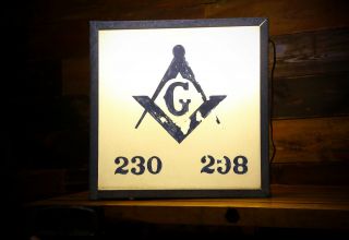 Vintage Masonic Lodge Freemason Double - Sided Lighted Sign Mason Advertising lamp 2