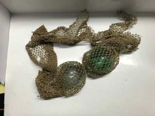2 - Vintage 3 " Japanese Glass Balls Fishing Floats With Fishing Net 3 "