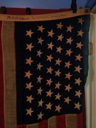 Antique circa - 1896,  Rock Island Quincy Mass.  45 Star Linen American Flag,  3x5 2
