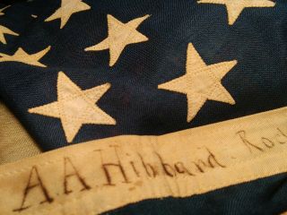 Antique circa - 1896,  Rock Island Quincy Mass.  45 Star Linen American Flag,  3x5 9