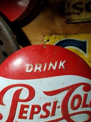 vintage old Pepsi Cola button metal sign gas station general store coke 2