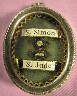 Antique Silver Theca Case With The Relics Of St.  Simon & St.  Jude - Apostles