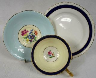 8 x Antique Aynsley Cabinet Trio ' s Mismatched Teaset Vintage English Porcelain 8