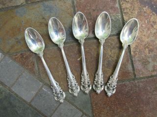 Vintage (5) Sterling Flatware; Wallace Grande Baroque,  Demitasse Spoons; 68 Gtw