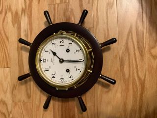 Schatz Mariner 8 Day Ships Wheel Wall Clock Germany Not - Paarts Only
