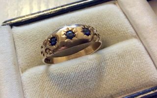Stunning Ladies Quality Full Hallmarked Early Vintage Sapphire Ring P