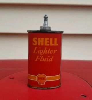 Vintage Shell Lighter Fluid Handy Oiler Oil Can Rare 1937 Oval Lead Top Version 12