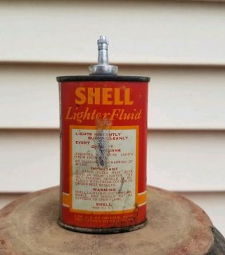 Vintage Shell Lighter Fluid Handy Oiler Oil Can Rare 1937 Oval Lead Top Version 3