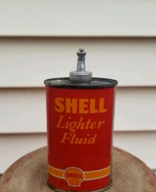Vintage Shell Lighter Fluid Handy Oiler Oil Can Rare 1937 Oval Lead Top Version 6