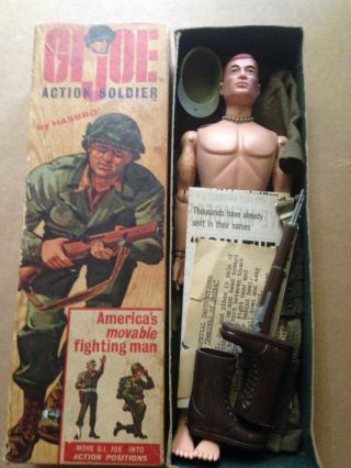 Vintage Hasbro 1964 GI Joe Action Soldier 2TM Box 7500 dated 12 - 64 w/Accessories 2