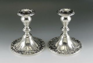 2 Vintage Sterling Silver Gorham Strasbourg Candlestick Holders No Mono 4 3/4 "