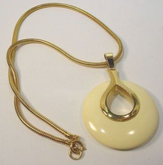 Vintage Lanvin Paris Large Circle Drop Pendant Necklace