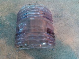 Antique Marine Light Thick Glass Lens.  Purple Tint.  Oil Lamp.  Very Old.