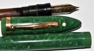 VINTAGE SHEAFFER’S OVERSIZE BALANCE FOUNTAIN PEN JADE GREEN LIFETIME WHITE DOT 7