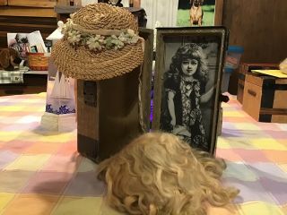 A Wonderful Antique Mohair Wig And Hat.  French Jumeau,  Steiner Doll.