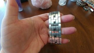 Sterling silver Heavy Mexico Panel Link Wide Bracelet 3