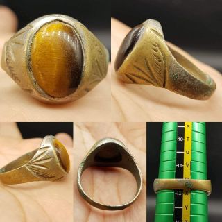 Antique Stunning Old Ring With Tiger Eye Stone 40