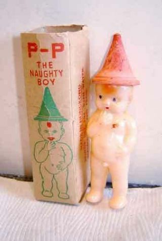 Vintage 1950s P - P The Naughty Boy Squirting Joke Gag Mib Dimestore Toy