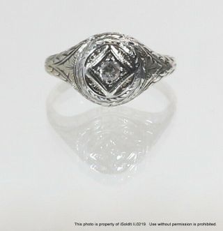 Womens Antique Art Deco 14k Gold & Diamond Ring Sz 5 Engagement Wedding