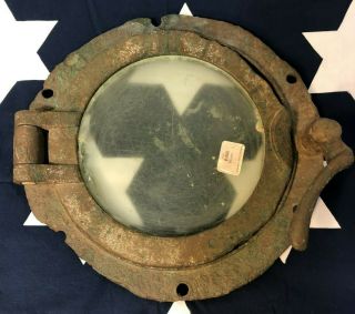 Antique Salvage Port - Hole Cover Ss Columbia Port Isabel Tx Yacht Club Estate
