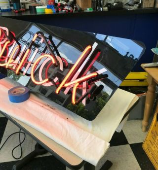 VINTAGE BUICK NEON SIGN WITH BASE AND BACKGROUND 3