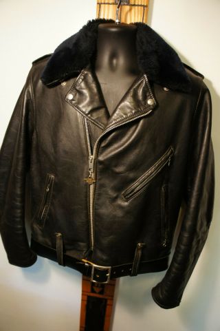 Vintage Amf Harley Davidson Vtg Leather Perfecto Biker Motorcycle Jacket W/fur