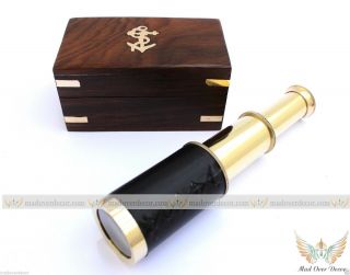 VINTAGE ANTIQUE BRASS TELESCOPE MARINE NAUTICAL PIRATE SPYGLASS SET OF 10 W BOX 2